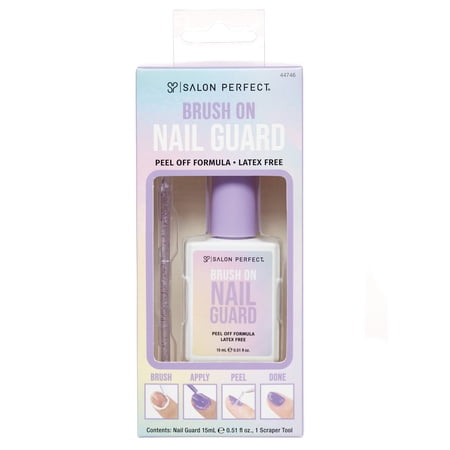 Salon Perfect Latex Free Brush On Nail Guard, 0.51 fl oz, 1 Scraper Tool Included