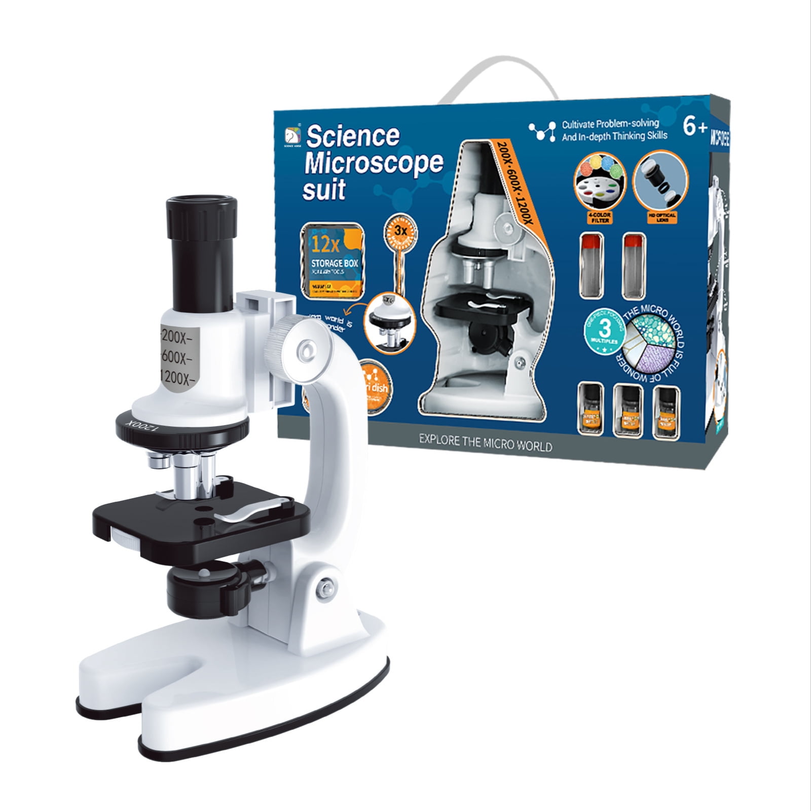 200X600X1200X Microscopes for Kids Students Adults, with Microscope