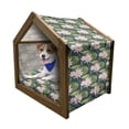 thumbnail image 1 of Lily Flower Pet House, Hand Drawn Style Pink Blossoms on a Pond Aquatic Flora Feng Shui Garden, Outdoor & Indoor Portable Dog Kennel with Pillow and Cover, 5 Sizes, Multicolor, by Ambesonne, 1 of 5