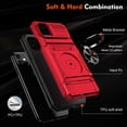 thumbnail image 6 of Dteck Card Holder Case for iPhone 11,Shockproof Silicone + PC Case Ring Stand Heavy Duty Drop Protection Wallet Cover for iPhone 11,Red, 6 of 7