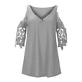 thumbnail image 4 of Blusas Para Mujer Elegantes, Informales, de Talla Grande, Blusas, Camisas Con Hombros Descubiertos, Encaje, Media Mangaｖ, Cuello Con Cremallera, Camiseta Hueca, Blusa Odeerbi  ODB154514, 4 of 8