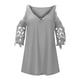 thumbnail image 4 of Blusas Para Mujer Elegantes, Informales, de Talla Grande, Blusas, Camisas Con Hombros Descubiertos, Encaje, Media Mangaｖ, Cuello Con Cremallera, Camiseta Hueca, Blusa Odeerbi  ODB154513, 4 of 8