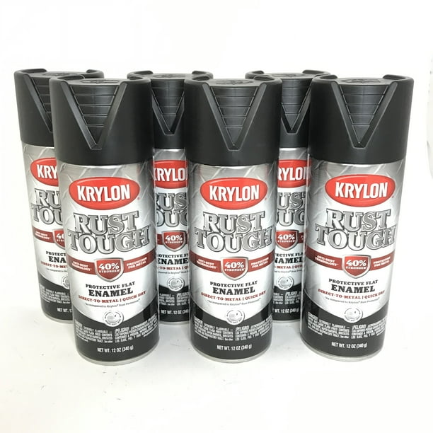 KRYLON RTA92186 PACK FLAT BLACK Rust Tough Protective Enamel Quick