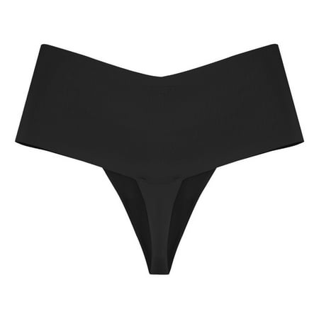 Pavied Panties for Women Seamless Underwear Plus Size Underwear Hot Girls Panty Yoga Underwear Bikini String Seamless Thongs Underwear Solid Nylon Ice Silk High Waisted Underwear Black 2XL