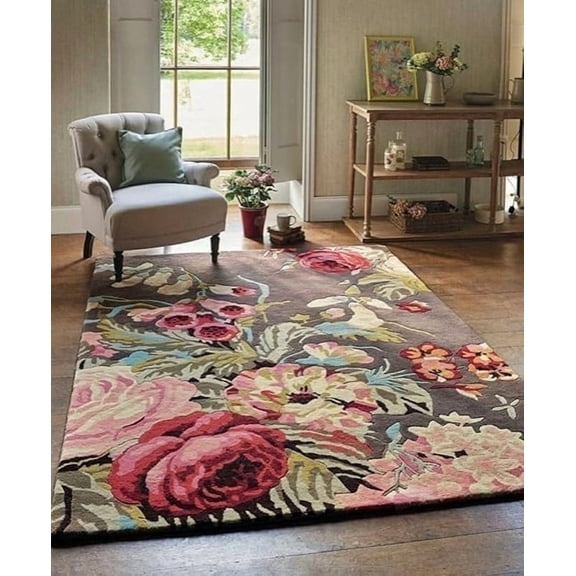 AVYAY RUGS Rugs and Decor LLC Vintage Tufted Multicolor Floral Area Rug, 8' x 10', 100% Wool, Thick Pile