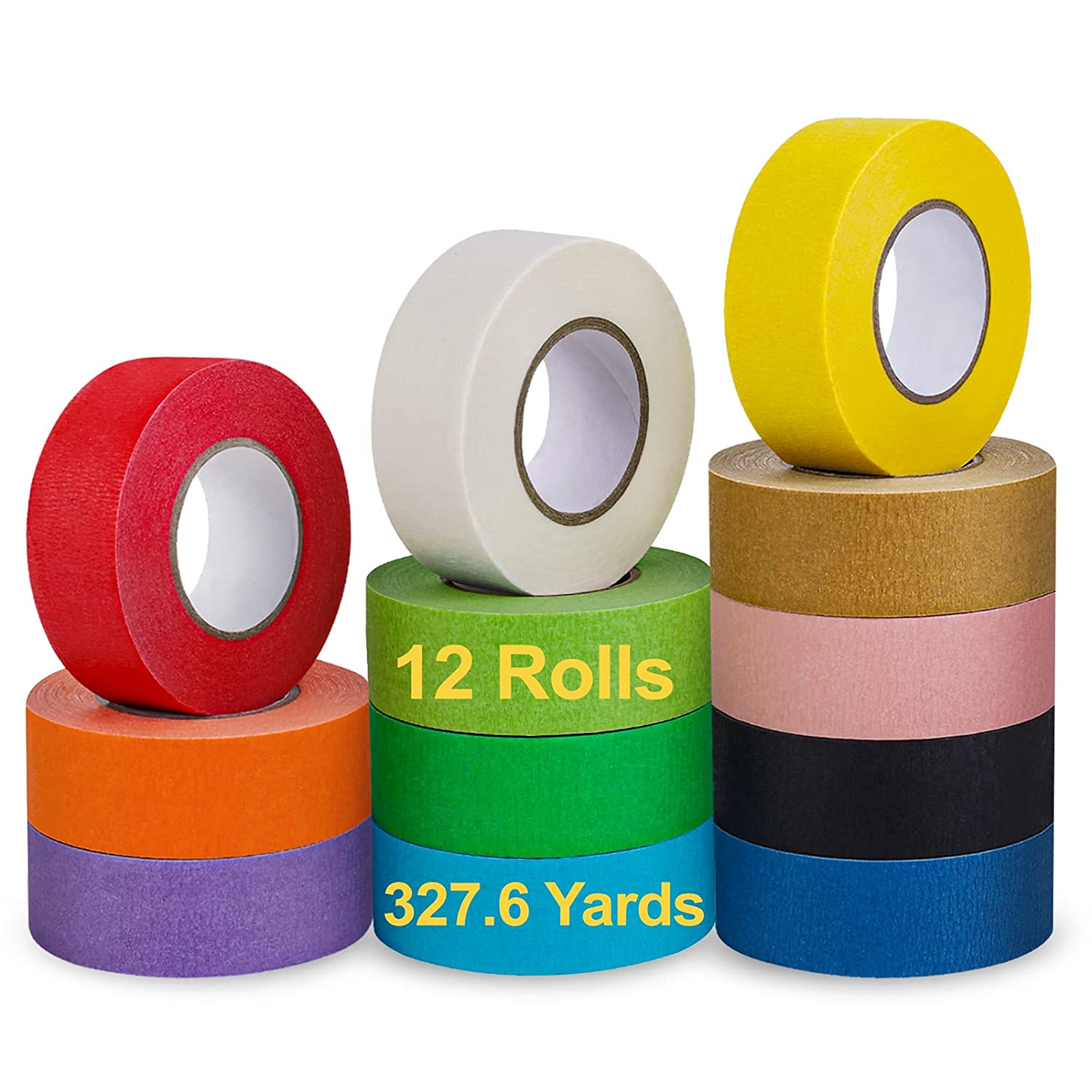 Colored Masking Tape, Colors Painters Tape Rainbow Colorful Paper Tape for  Art Crafts Teacher Kids Labeling Decorative DIY Supplies, 12 Rolls, Inch  Wide x 27.3 Yards Long