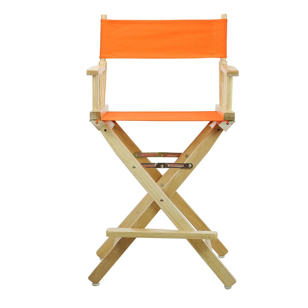 Natural Frame Canvas Director Chair, 24", Tangerine, Made of 100 solid
