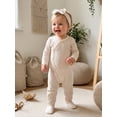 thumbnail image 4 of RUINIXCW Newborn Baby Girl Hospital Going Home Outfit Footed Romper Infant Girl Spring Fall Winter Clothes Long Sleeve Footie Jumpsuit Headband Set, 4 of 5