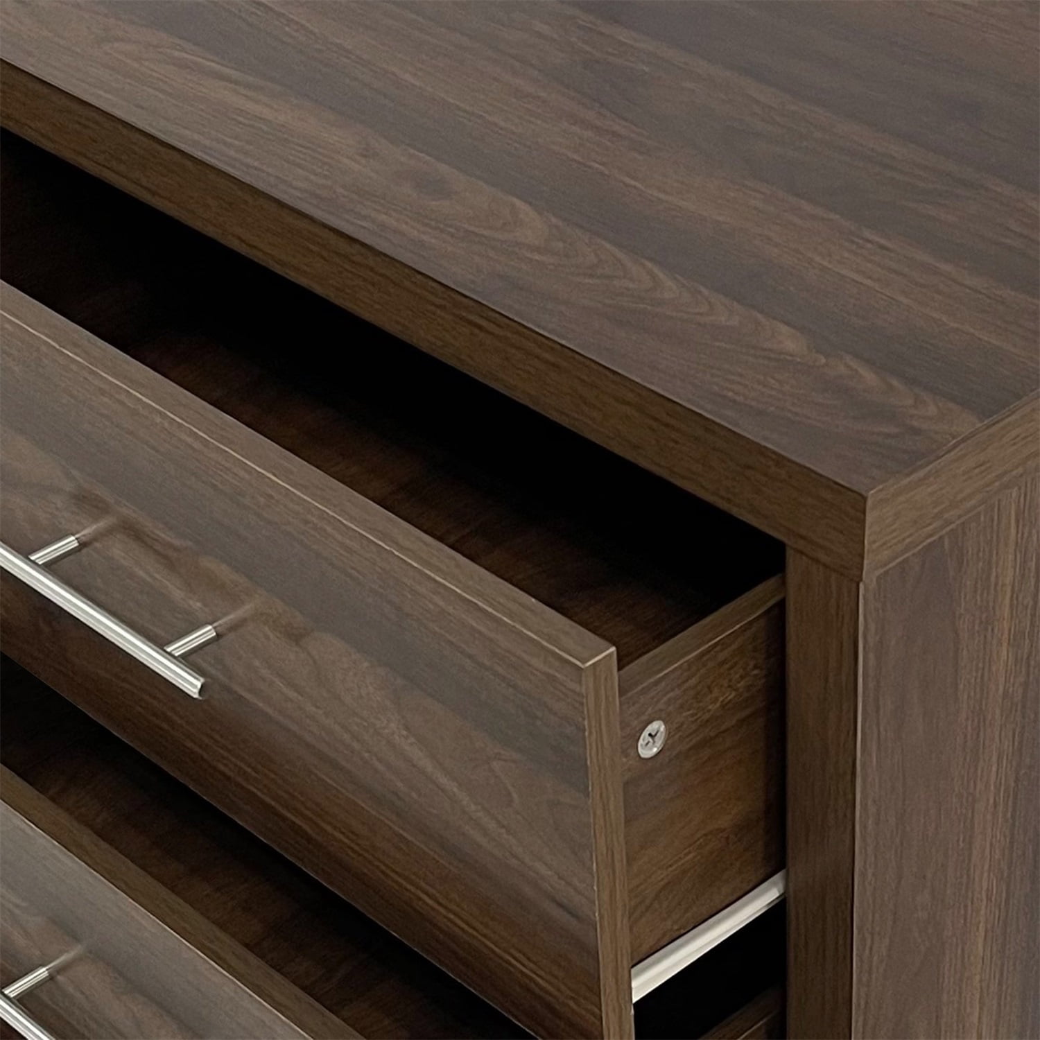 Kadyn MDF Drawer Chest, 6 Drawer Double Dresser for Living Room, Modern Drawer Dresser with 6 Drawers, Walnut