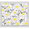 thumbnail image 1 of Grey Decor Tapestry, Daisy Flowers with Bees in Spring Time Honey Petals Floret Nature Purity Bloom, Wall Hanging for Bedroom Living Room Dorm Decor, 60W X 40L Inches, Yellow White, by Ambesonne, 1 of 2