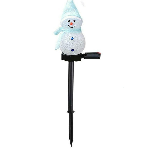 Luces solares con forma de muñeco de nieve | Pack de 4 para decoración navideña de exterior | Luces LED blancas cálidas para jardín y patio | Resistentes a la intemperie IP44
