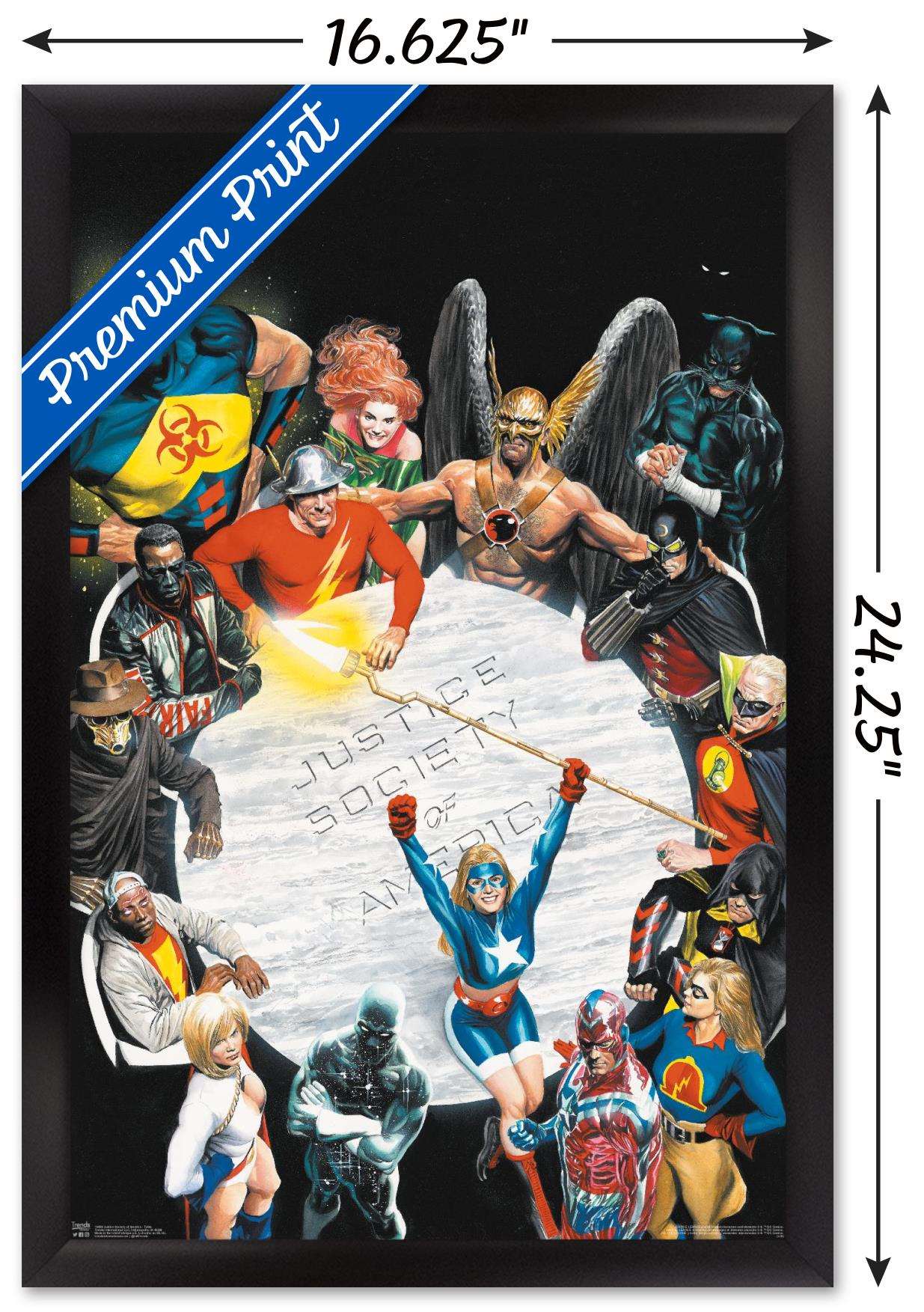 DC Comics - The Justice Society of America - Table Meeting Wall Poster, 14.725" x 22.375", Framed
