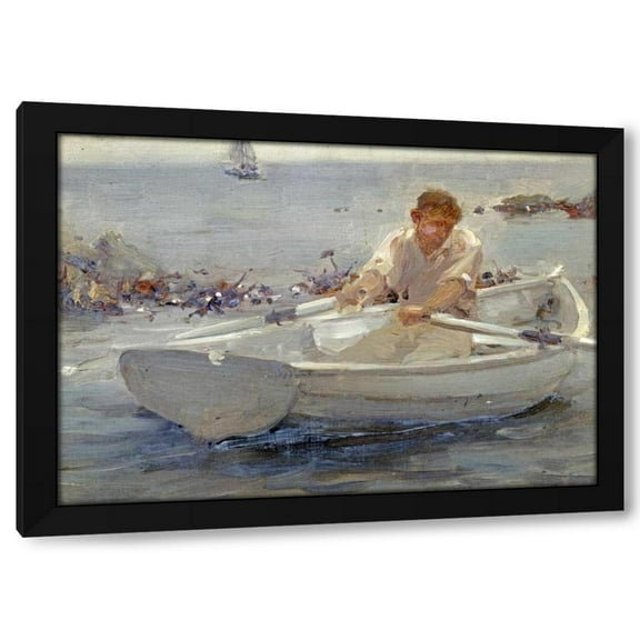 Henry Scott Tuke 14x11 Black Modern Wood Framed Wall Art Titled - Man In a Rowing Boat
