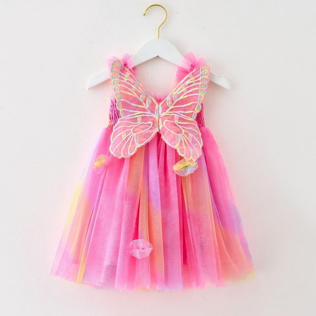 Robe d'Été Sans Manches pour Tout-Petit, Robe Tutu pour Filles, Robe pour Tout-Petites Filles, Robe en Tulle pour Tout-Petite 18-24 Mois
