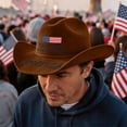 thumbnail image 3 of USA 250th Anniversary Cowboy Hat We the People Felt Western Patriotic Hat US Flag America 250 Years Celebration Gift 250 Years of Freedom Wide Brim Sun Cap, 3 of 5