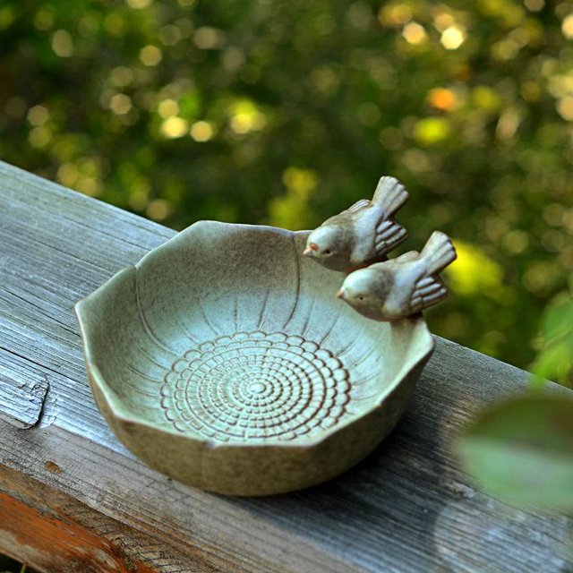 Comedero para pájaros de cerámica, maceta creativa con forma de flor carnosa con dibujos animados, plato de frutas para el hogar, adornos artesanales, maceta para pájaros, hidropónico