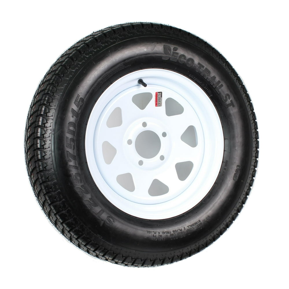 Trailer Tire On Rim ST225/75D15 15 in. LRD 5 Bolt Hole White Spoke