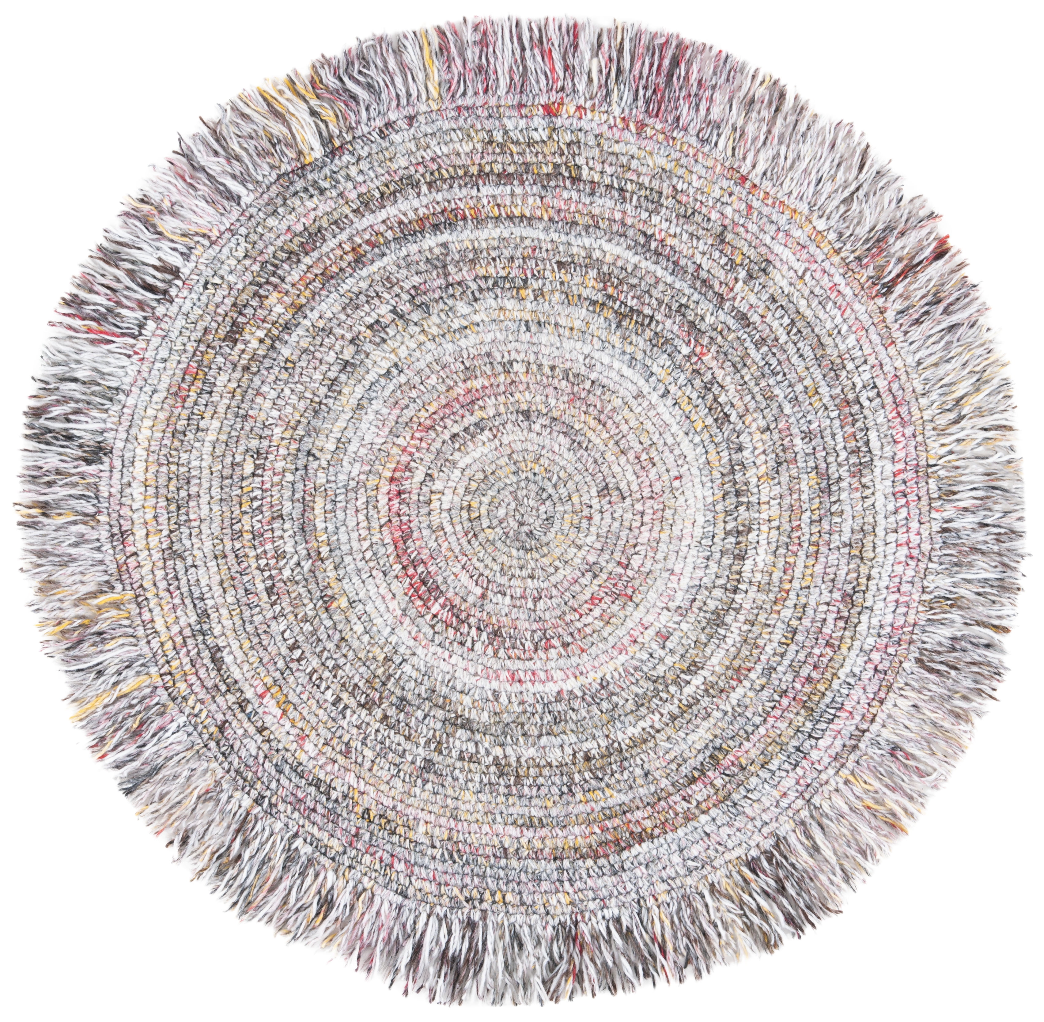 SAFAVIEH Braided Isador Solid Polyester Reversible Area Rug, Gray/Red, 4' x 4' Round