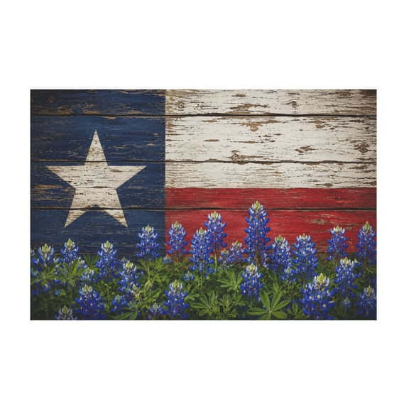 Texas Flag And Bluebonnet Canvas Wall Art For Home Office Decor 12*18in