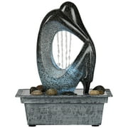 Modern Silhouette 10 High Small Zen Indoor Outdoor Decor Faux Stone Tabletop Fountain with Light LED Outside