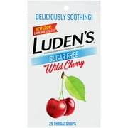 Luden's Sugar Free Throat Drops, Wild Cherry, 25 ea