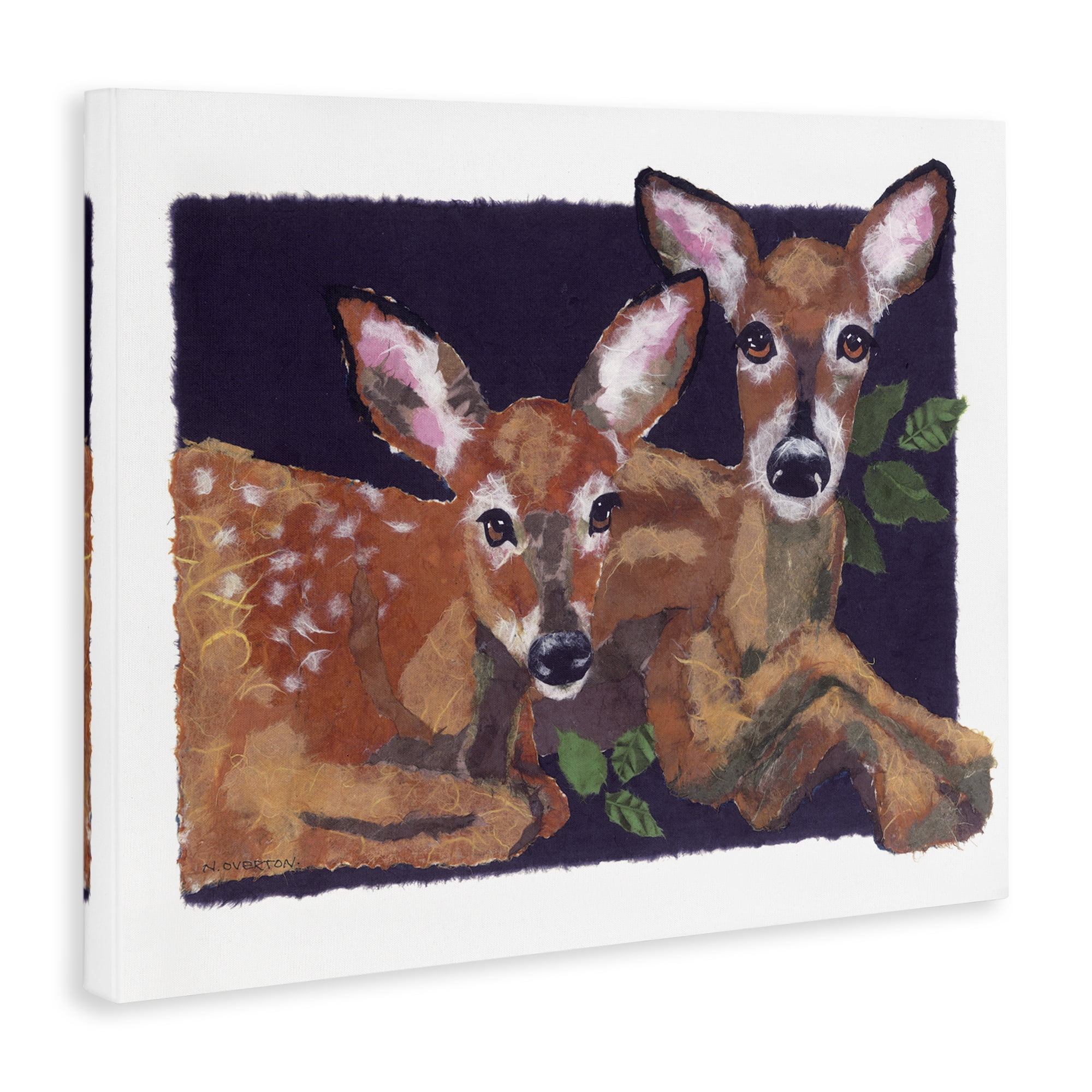 Stupell Industries Fawn Siblings Portrait Animals & Insects Painting Gallery Wrapped Canvas Art Print Wall Art, 48 x 36