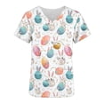thumbnail image 5 of Busydd Womens Scrub Top Holiday Fashion Graphic Easter Scrub Tops V Neck Short Sleeve Nursing Scrubs for Women with Pockets, 5 of 6
