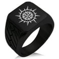 thumbnail image 1 of Stainless Steel Nautical Concentric Compass Geometric Pattern Biker Style Polished Ring, 1 of 1