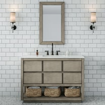 Water Creation Oakman 48" Single Sink Top Wood Bath Vanity in Gray Oak/White