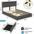 thumbnail image 2 of Full Size LED Upholstered Platform Bed Frame with 2 USB Charging Station & LED Lights Headboard & 4 Storage Drawers, No Box Spring Needed Easy Assembly, Dark Grey, 2 of 9