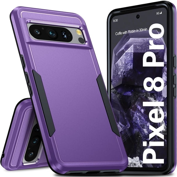 Tianle for Google Pixel 8 Pro Case, Pixel 8 Pro Case [15FT Military Protection][Double Layer][Heavy Duty][Anti-Slip][Matte Feel] Shockproof Phone Case for Pixel 8 Pro 6.7" (Purple)