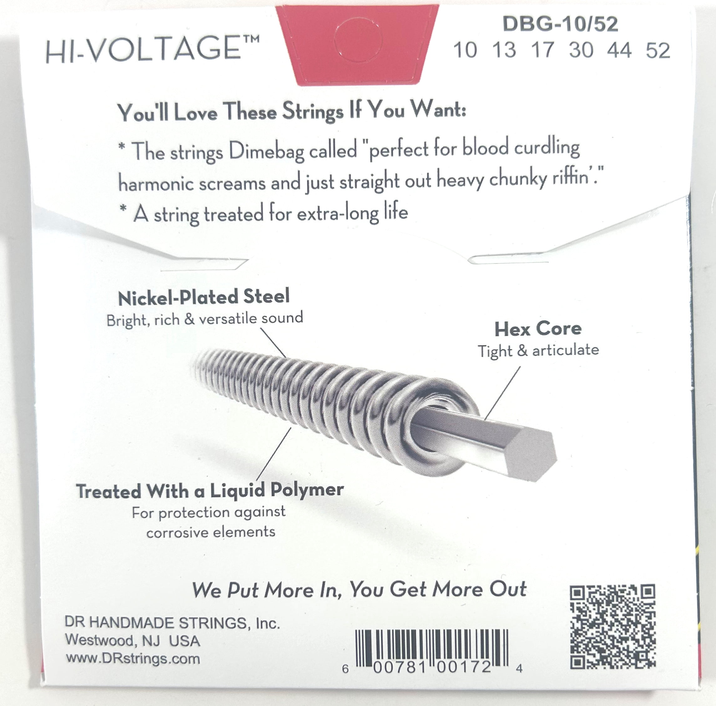 DR Guitar Strings Electric 5 Sets Dimebags Hi-Voltage 10-52