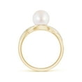 thumbnail image 2 of ANGARA Japanese Akoya Cultured Pearl Criss Cross Shank Engagement Ring in 14K Yellow Gold for Women | June Birthstone, Birthday, Anniversary, Jewelry Gift for Women | Pearl Ring, 2 of 9