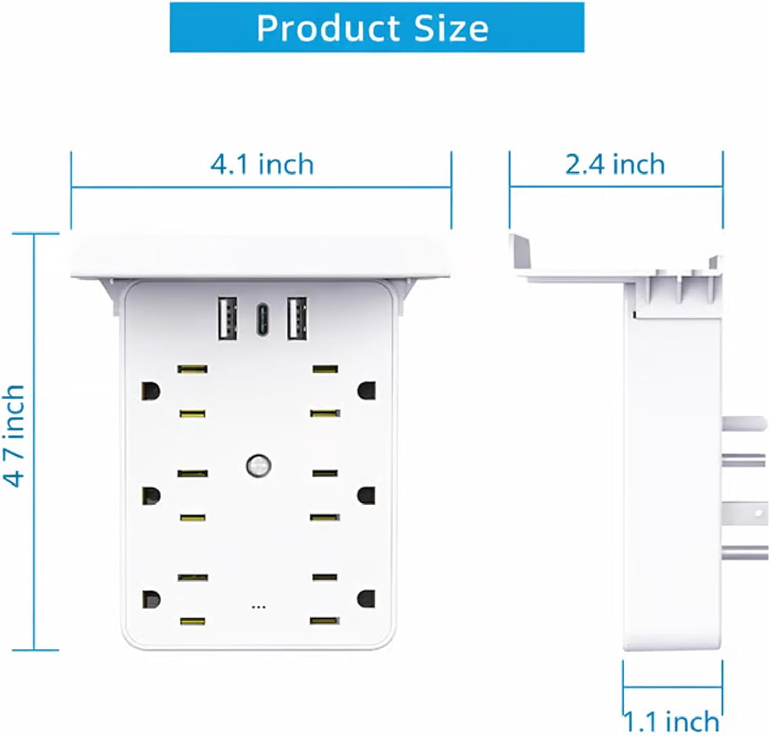 Multi-Functional Power Strip with Panel, 2026 New Wall Outlet Extender with Shelf, USB Ports + USB-C,for Homes Office and Dormitories