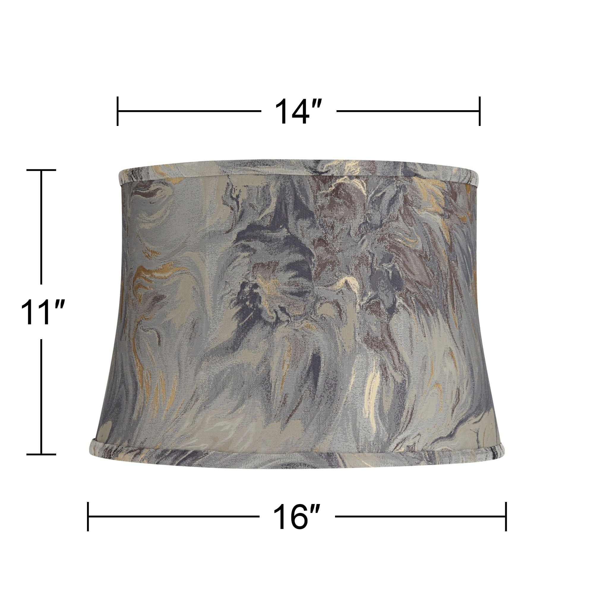 Springcrest 14" Top x 16" Bottom x 11" High x 11" Slant Print Lamp Shade Replacement Saba Cafe Drum Softback Washer Harp Finial
