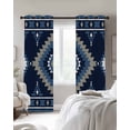 thumbnail image 2 of Blackout Curtains for Bedroom, Blue Boho Room Darkening Window Drapes for Living Room, Aztec Southwest Abstract Geometric Motifs Thermal Insulated Grommet Curtains, 42x54 inch, 2 Panels, 2 of 9