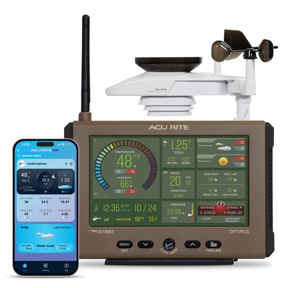 AcuRite Optimus Weather Station with Wi-Fi HD Display, Lightning Detection, Indoor/Outdoor Temperature & Humidity, Wind, and Rainfall (01216MCB)