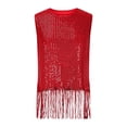 thumbnail image 6 of Laqbezok Women's Sequin Fringe Tank Top Sleeveless Round Neck Sparkly Shimmer Party Tassel Cropped Shiny Outfit, 6 of 10