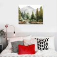 thumbnail image 5 of Nawypu  Framed Canvas Print Wall Art Woodland Nursery Decor Watercolor Mountain Range and Pine Trees Nature Wilderness Modern Rustic Scenic for Living Room, Bedroom, Office Natural, 5 of 5