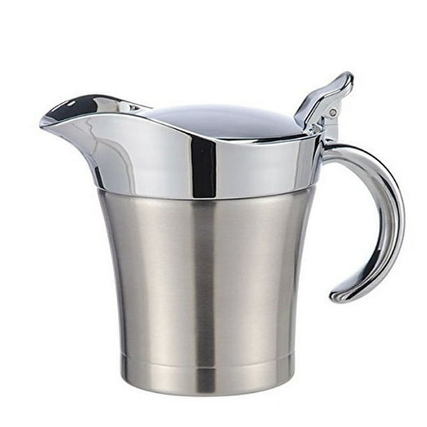 Salsera de Porcelana de Acero Inoxidable Jarra para Salsa Jarra TéRmica para Leche con Tapa Jarra para Salsa, Salsera con Asa, Jarra para Salsa