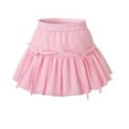 thumbnail image 3 of THDHVS Uniform Skirts for Girls,Girls Tennis Skirt,Girls Pleated Skirt High Waist Tennis School Uniform Skirts Bow Lantern Skirt Pink 6-7 Years, 3 of 7
