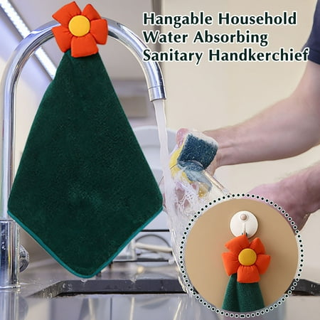 

XIAOFFENN Super Absorbent Cleaning Cloth Coral Velvet Towel Children s Household Water Absorbing Flower Handkerchief Hanging Type