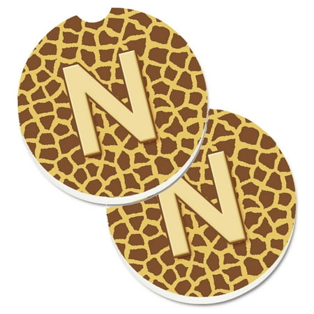 

Carolines Treasures CJ1025-NCARC Monogram Initial N Giraffe Set of 2 Cup Holder Car Coasters Large multicolor