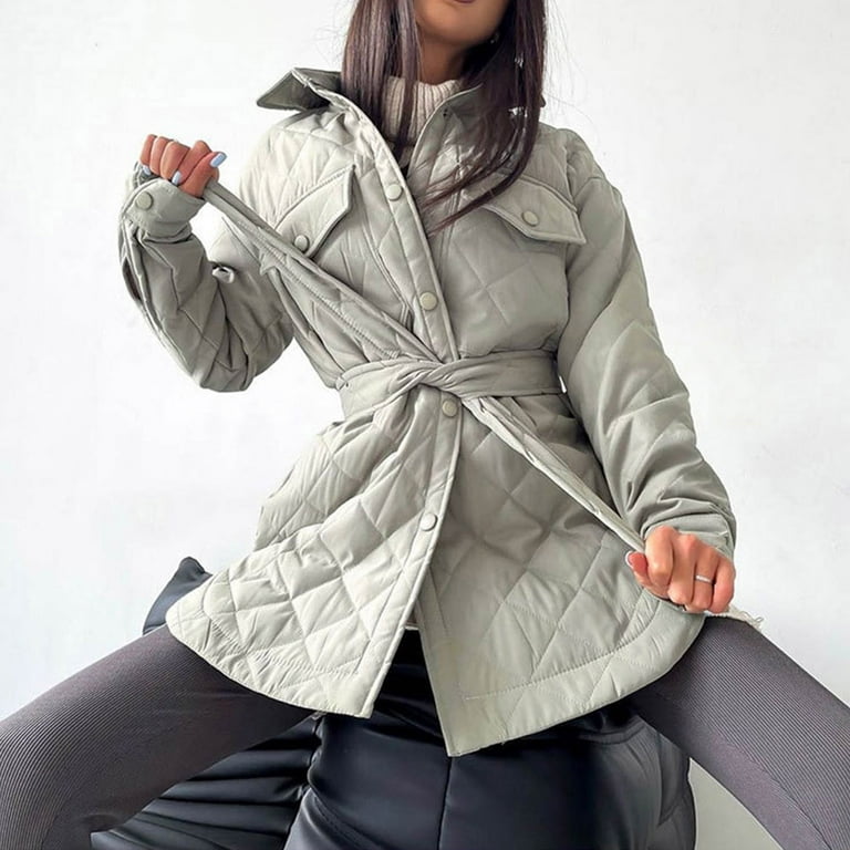 HSMQHJWE Down Parka Women Womens Plus Size Jacket Ladies Autumn Winter  Solid Color Long Lapel Loose Belt Warm Coat Jacket Warm Ski Jacket 