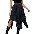 thumbnail image 3 of Dianli Gifts Lace Irregular Skirt Punk Skirt Women's Lace Irregular Hemline Solid Elastic Waist Gothic Punk Casual Mini Skirt Edgy Streetwear Lace Irregular Skirt, 3 of 9