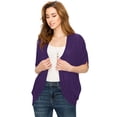 thumbnail image 3 of Made by Johnny Women's Short Sleeve Open-Front Batwing Cardigan XXXL WHITE_PURPLE, 3 of 6