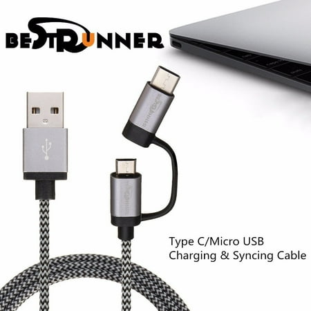 2 In 1 Usb Type C Cable Nylon Usb Cable For Phone Fast Charging