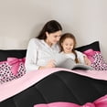 thumbnail image 5 of Manfei Chic Coquette Bow 7-Piece King Bedding,Fashion Classic Cheetah King Bed in a Bag,Pink Reversible, 5 of 7