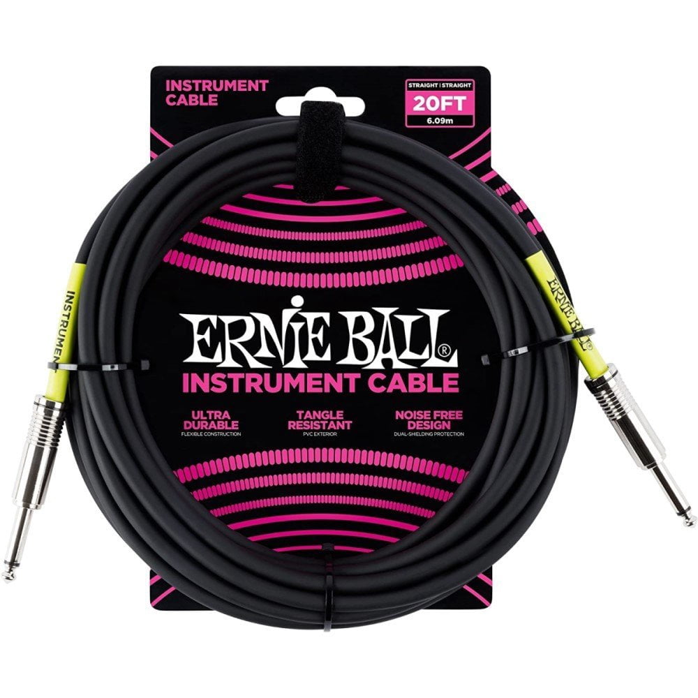 Ernie Ball 20' Straight / Straight Instrument Cable Black - P06046