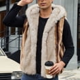thumbnail image 5 of Zysthvn Faux Fur Vests for Men Casual Fall Open Front Mens Jackets Warm Solid Hooded Outerwear, 5 of 9
